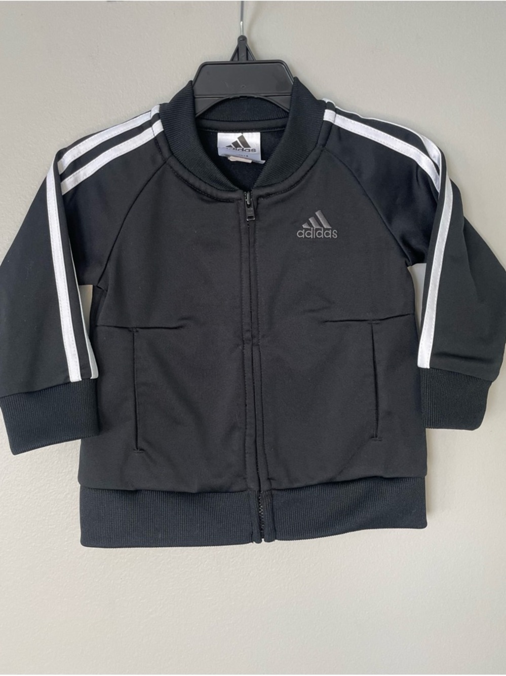 Adidas Black Zip Up Track Jacket Size 12 mos